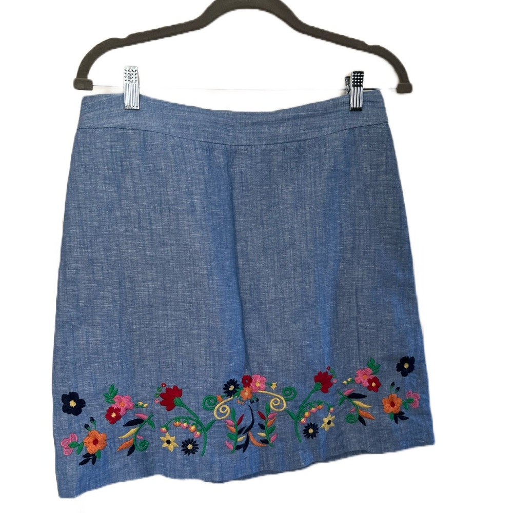 Talbots Embroidered Linen A-line Skirt - Picture 3 of 6